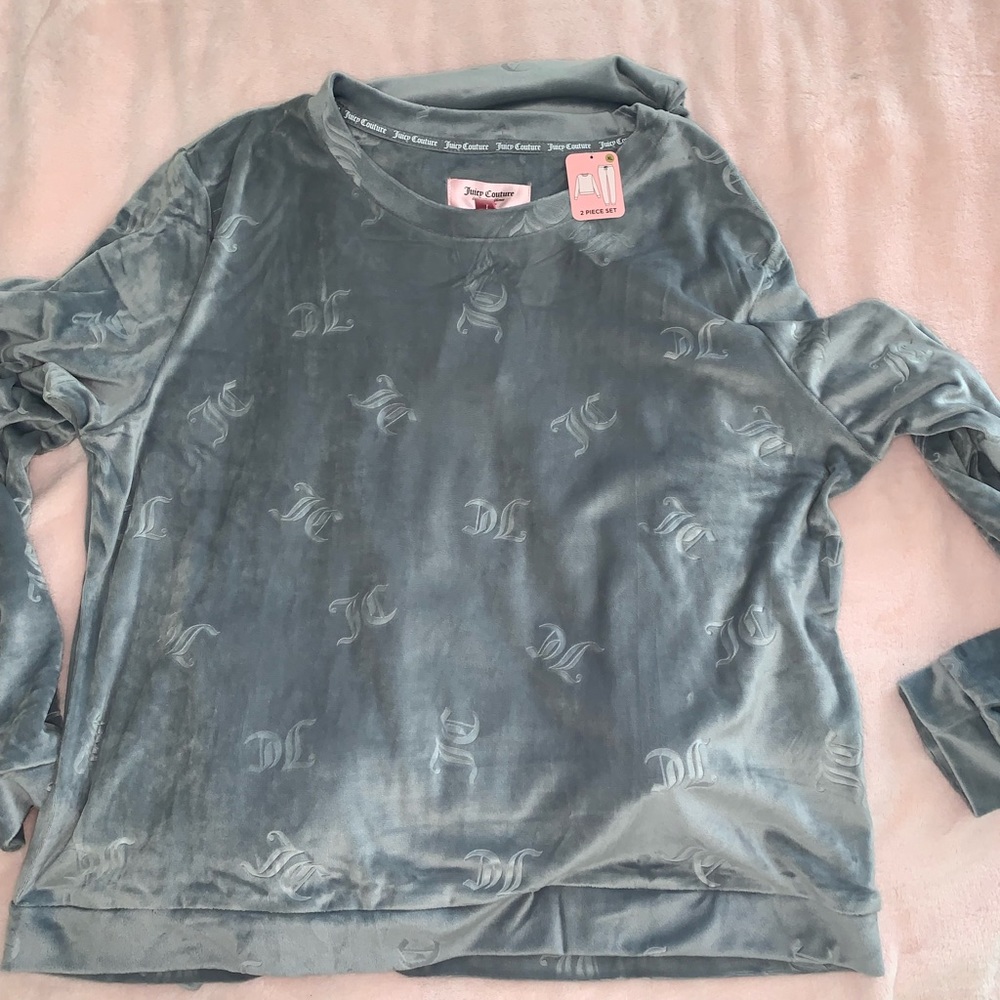 Juicy Couture grey velour logo pajamas set XL